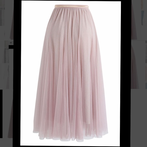 TULLE MAXI SKIRT IN GLITTER PINK - Picture 2 of 3